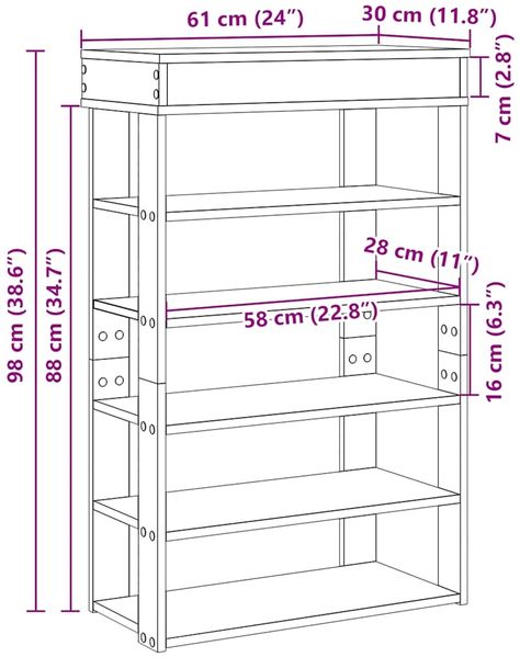 vidaXL Schuhregal Weiß 60x30x98 cm Holzwerkstoff 859923 Bild 9