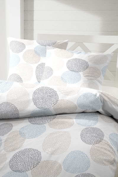 Primera Soft-Seersucker Bettwäsche 155x220 Kreise blau braun weiß 213040-73