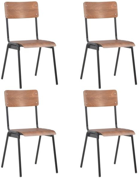 vidaXL Esszimmerstühle 4 Stk. Braun Massives Sperrholz und Stahl 280085