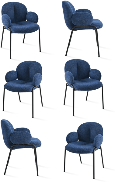 GOEURVANT 1235 Esszimmerstühle 6er-Set, Polsterstühle, Chenille - Blau