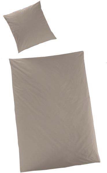 Hahn Haustextilien Luxus-Satin Bettwäsche uni Farbe taupe Größe 200x200 cm