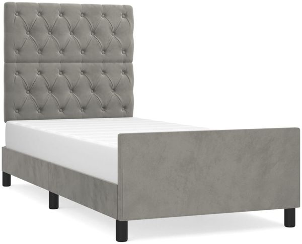 Einzelbettgestell Design für Erwachsene ohne Matratze Hellgrau 80x200 cm Samt d4967e