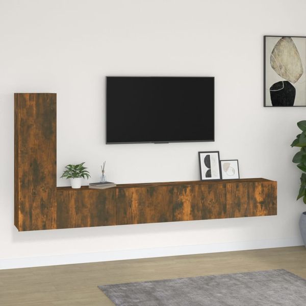 vidaXL 3-tlg. TV-Schrank-Set Räuchereiche Holzwerkstoff 3114323