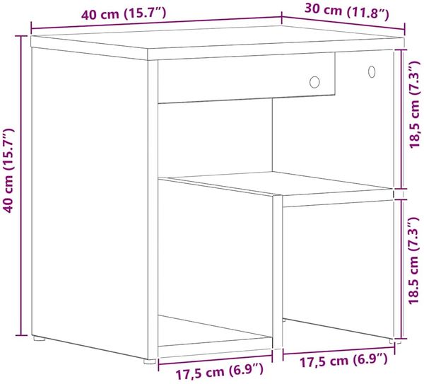 vidaXL Nachttisch 2 pcs Schwarz Eichen-Optik 40 x 30 x 40 cm 862616 Bild 11