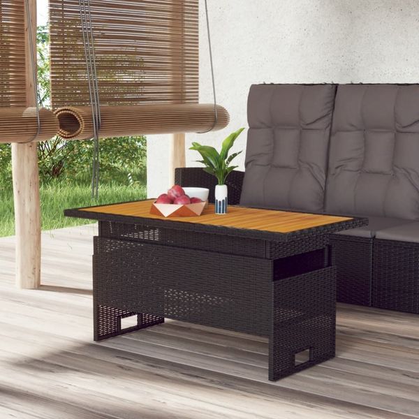 vidaXL Gartentisch Schwarz 100x50x43/63 cm Akazienholz & Poly Rattan 362187