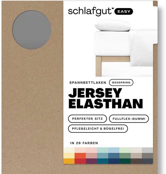 Schlafgut Spannbettlaken EASY Jersey Elasthan Boxspring, Jersey, Gummizug: rundum, (1 Stück), MADE IN GREEN by OEKO-TEX®