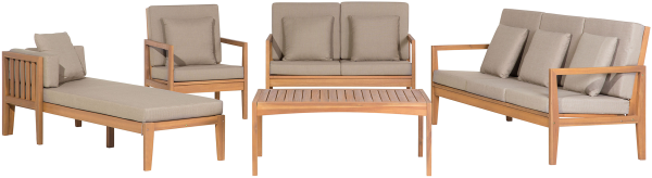 Lounge Set mit Tisch PATAJA Zertifiziertes Akazienholz 7 Personen Heller Holzfarbton