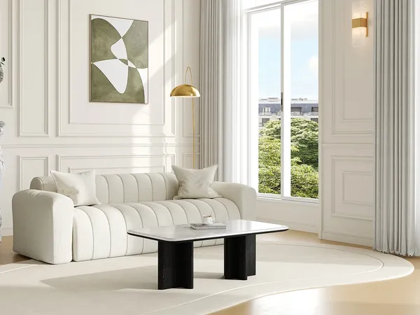 Vente-unique - ZANESKA Couchtisch Marmor SchwarzWeiß - B 60 cm x H 40 cm x L 100 cm