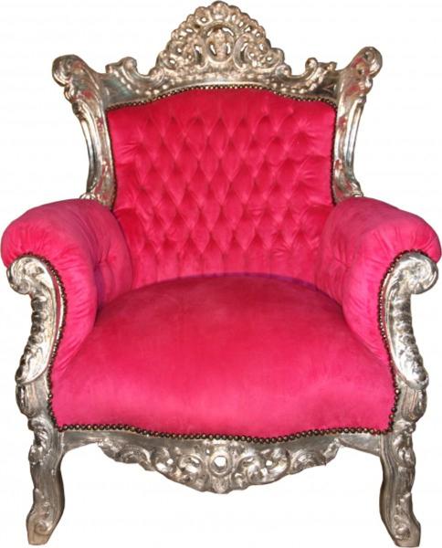 Casa Padrino Barock Sessel "Al Capone" Pink/Silber