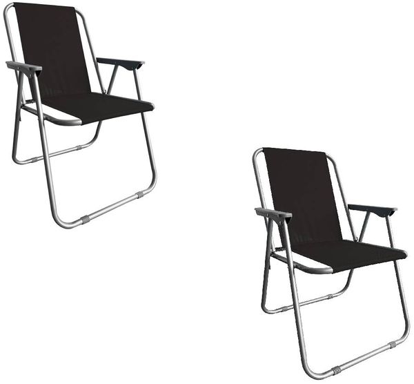 Campingstuhl Anglersessel Gartenstuhl Sessel mit Armlehne schwarz 2er Set