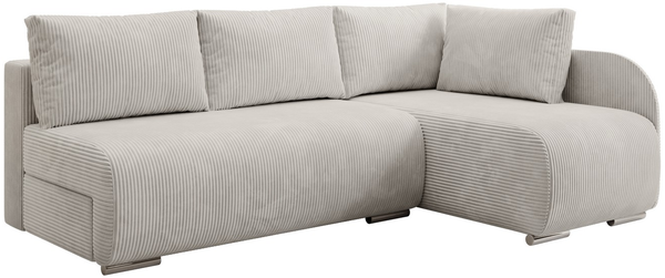 Ecksofa Klein, Sofa mit Schlaffunktion, Couch L-Form, Rechts Sofa, Cord-Stoff, 203 x 82 x 125 cm, Beige