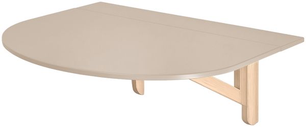 Wandklapptisch Halboval Klapp, 100x75 cm, für 2 Personen, Braunbeige, Klapptisch und klappbares Regal, kleiner Schreibtisch, Ragaba