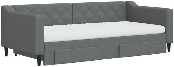 vidaXL Tagesbett Ausziehbar mit Schubladen Dunkelgrau 90x190 cm Stoff 3197491 Bild 3