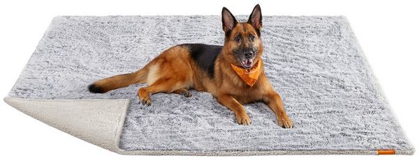 FEANDREA Hundedecke, wasserdichte Decke, für extra große Hunde, Menschen, Katzen, Sherpa-Stoff, beidseitig, Ombré-Grau