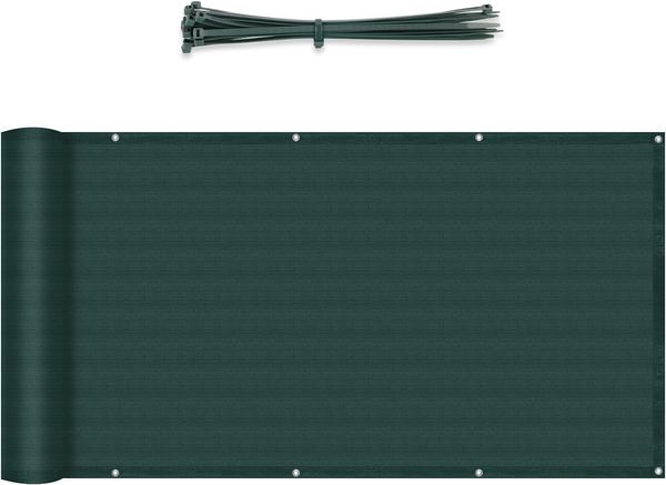 Sekey Balkon Sichtschutz Balkonabdeckung HDPE 220 g/m² Leicht Transparent Wind- und UV-Schutz Wetterfest, 75x300cm, Grün