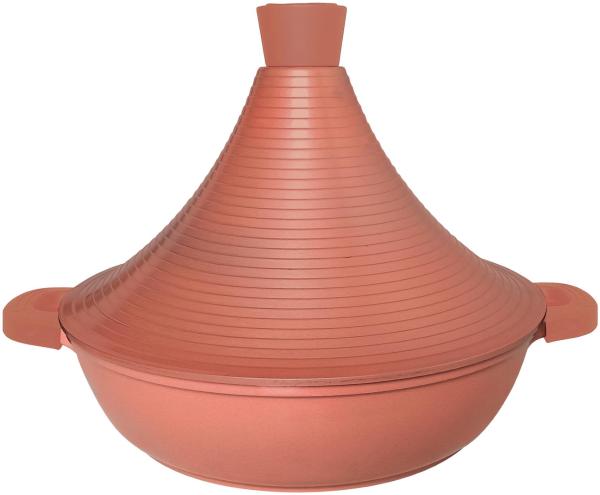 Aluguss Tajine Tagine Ø28cm Induktion Silikongriffe Gartopf Dampfgarer Bräte Hellbraun