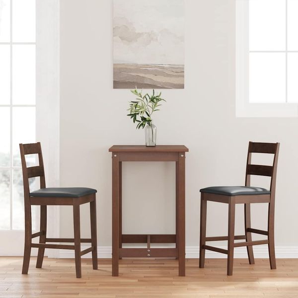 vidaXL Barhocker mit Kissen 2 Stk. Braun Massivholz Gummibaum 4102556