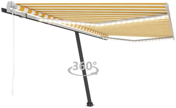 vidaXL Automatische Markise mit LED & Windsensor 400x350 Gelb/Weiß 3069833