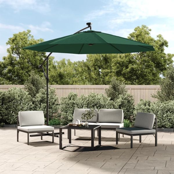 vidaXL Sonnenschirm Ampelschirm mit LED-Beleuchtung 300 cm Metallmast 42969