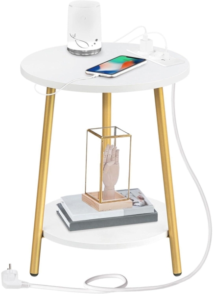 Beistelltisch Ladestation Couchtisch 2 Ebenen Wohnzimmertisch Nachttisch