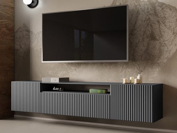 Beautysofa TV-Schrank Moderner Hängeschrank mit gefräster NEO-Front (B:200/H:40/T:41cm)