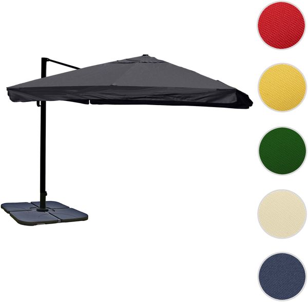 Mendler 'HWC-A96' Gastronomie-Ampelschirm mit Flap, Polyester, Anthrazit, 3x4 m, Alu / Stahl, mit Ständer, Drehbar Bild 10