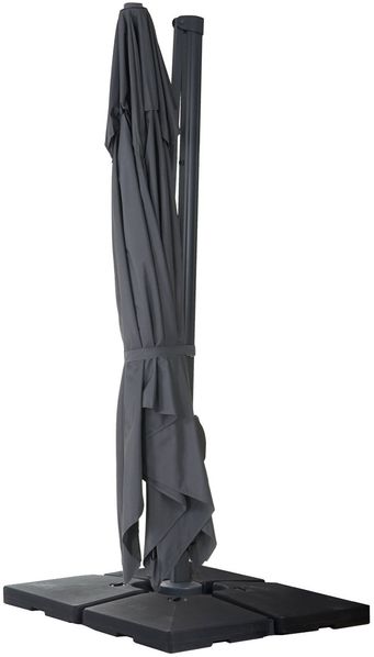Mendler 'HWC-A96' Gastronomie-Ampelschirm mit Flap, Polyester, Anthrazit, 3x4 m, Alu / Stahl, mit Ständer, Drehbar Bild 4