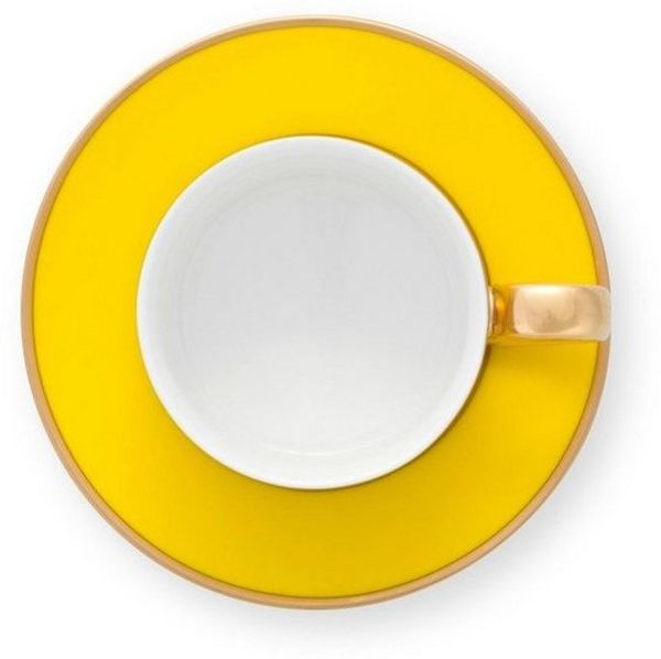 PiP Studio Espressotasse Chique Espressotasse m.U. gold-gelb 120ml, Bone China, Espresso Cup & Saucer Pip Chique Gold-Yellow 120ml