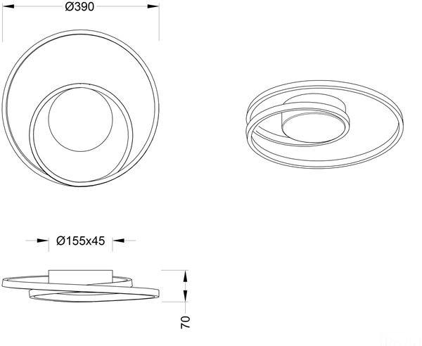 LED Deckenleuchte, Ring Design, dimmbar, 39 cm, ZIBAL Bild 6