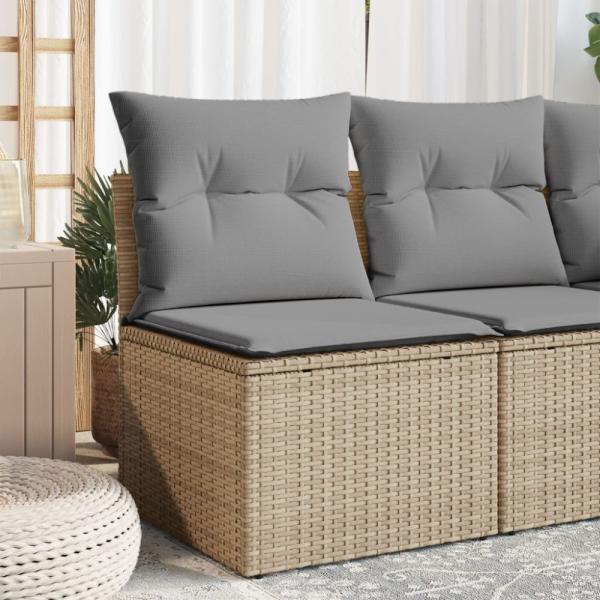 vidaXL Gartensofa ohne Armlehnen mit Kissen Beige Poly Rattan 366085