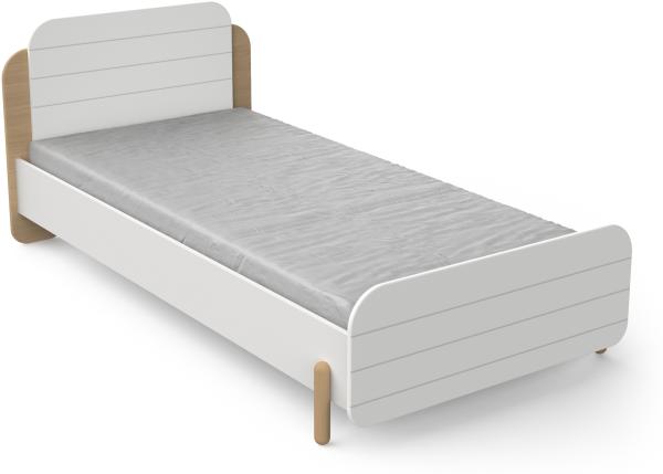 Einzelbett >EDAJ< in weiß - 204,1x78,5x102,1cm (BxHxT)