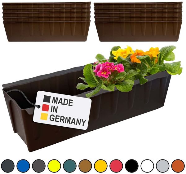Hossi's Wholesale 10 Euro-Paletten Blumenkästen-Einsätze | 37,3cm Braun | Pflanzkasten für Europalette Palette | Balkonkasten | Blumentopf | aus stabilen Kunststoff | Made in Germany