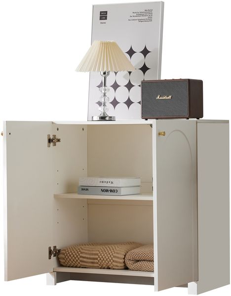MODFU Sideboard mit viel Stauraum (Kommode, Schrank, Standschrank, 1 St, Highboard mit 2 Türen), mit Bogenmuster, goldenen Griffen, 80*40*80 cm Bild 7