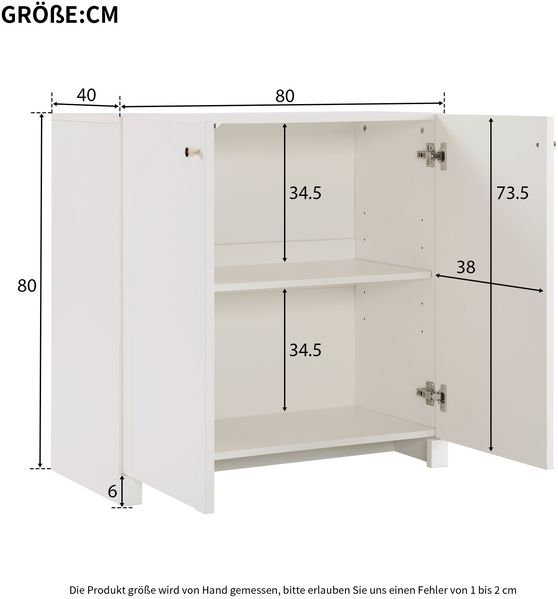 MODFU Sideboard mit viel Stauraum (Kommode, Schrank, Standschrank, 1 St, Highboard mit 2 Türen), mit Bogenmuster, goldenen Griffen, 80*40*80 cm Bild 4