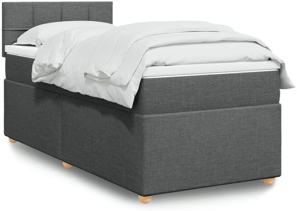 vidaXL Boxspringbett mit Matratze Dunkelgrau 80x200 cm Stoff 3286508