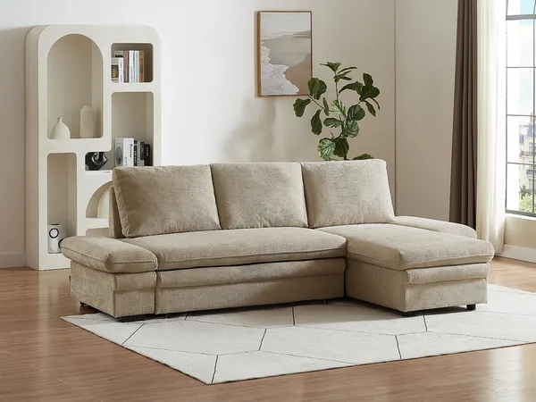 Vente-unique - SIVIARA Sofa Stoff Beige - B 146 cm x H 85 cm x L 258 cm