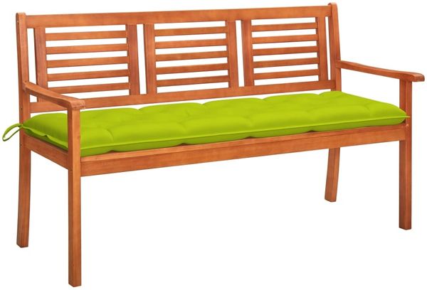vidaXL 3-Sitzer-Gartenbank mit Auflage 150 cm Massivholz Eukalyptus 3061022