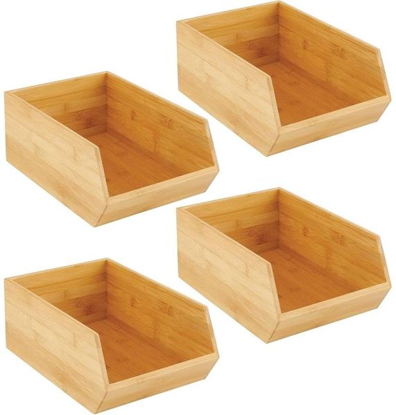 mDesign Aufbewahrungsbox Organizer Ablage 4er Set Holzkiste stapelbar Bambus Box