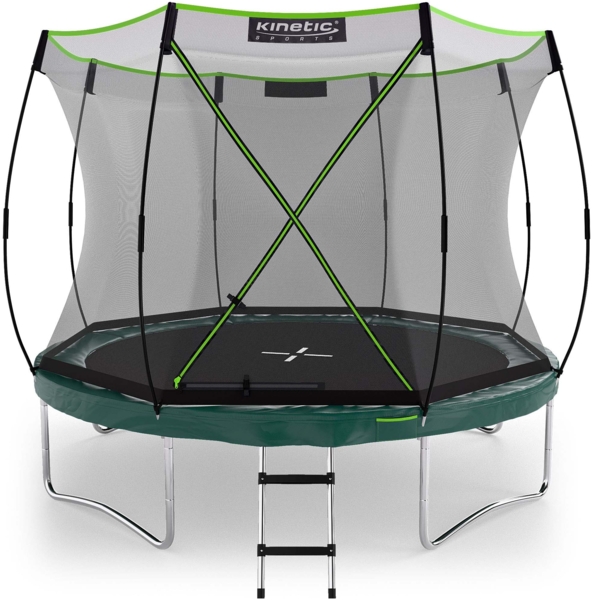 KINETIC SPORTS Trampolin Federlos-Design 'Bungee Safety Elite' - AirMAXX Sprungtuch-Technologie, Ultraleise, Outdoor Gartentrampolin für Kinder & Erwachsene, Ø 305 cm