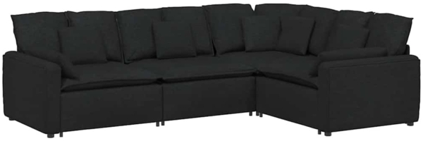 vidaXL Modulares Sofa mit Kissen Stoff Schwarz 3321149