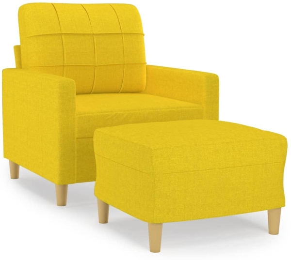 vidaXL Sessel mit Hocker Hellgelb 60 cm Stoff 3200998
