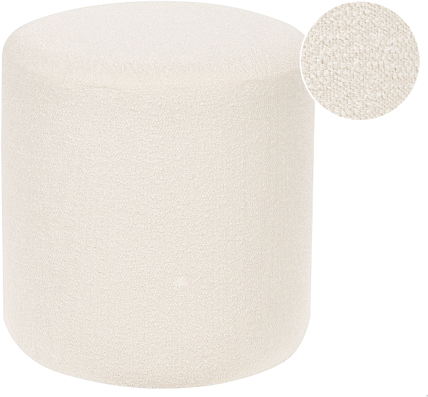 Beliani 'MOAB' Pouf, Bouclé Weiß, 39 x 39 x 41 cm