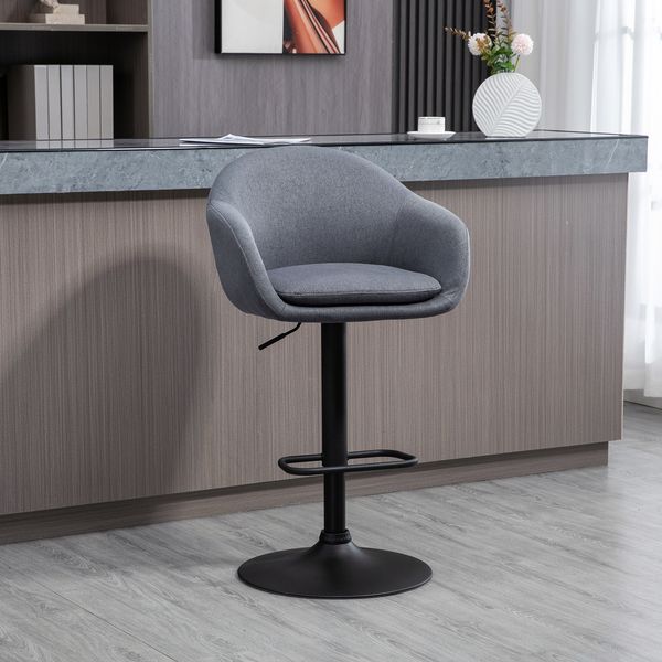 Barhocker höhenverstellbar 92-112cm drehbar Fußstütze Leinenoptik Stahlbasis 110kg Tresen
