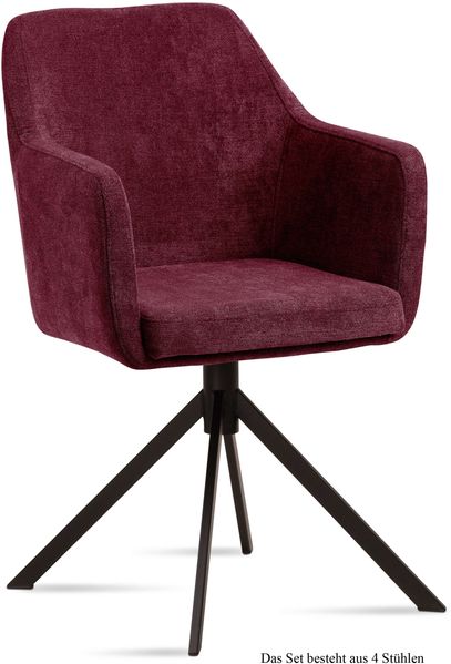 Armlehnstuhl (4er-Set) Dulcy 57x87x60 Schwarz/Marsala