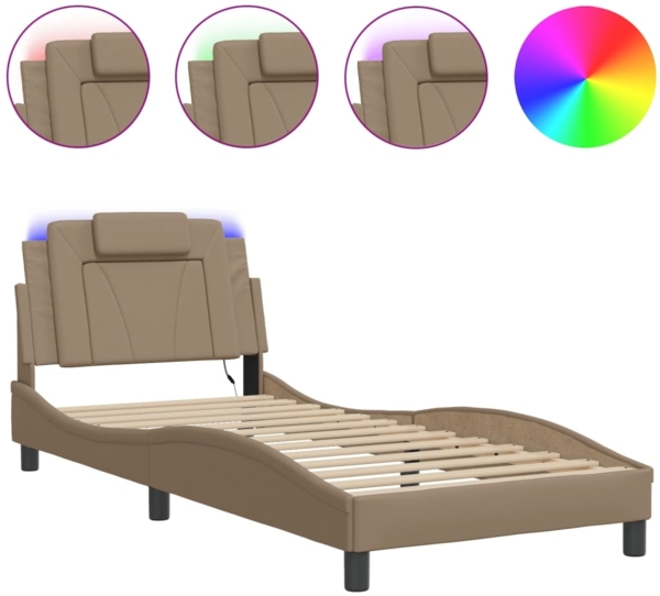 vidaXL Bettgestell "Viana" mit LED ohne Matratze Cappuccino-Braun 90x190 cm 3213991