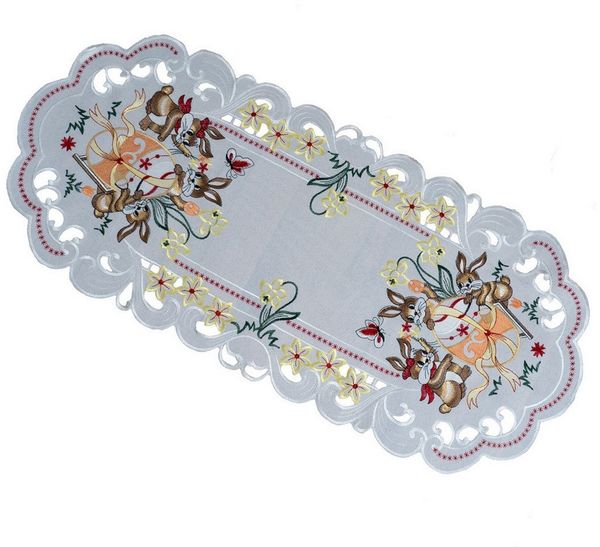 texpot Tischdecke Tischläufer Stickerei Hasenkinder Osterhasen Ostern (1-tlg)