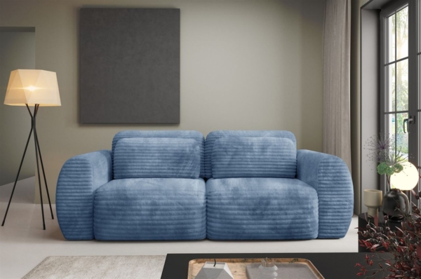 Sofa 2-Sitzer mit Schlaffunktion SIMONE in Stoff Ambience Himmelblau