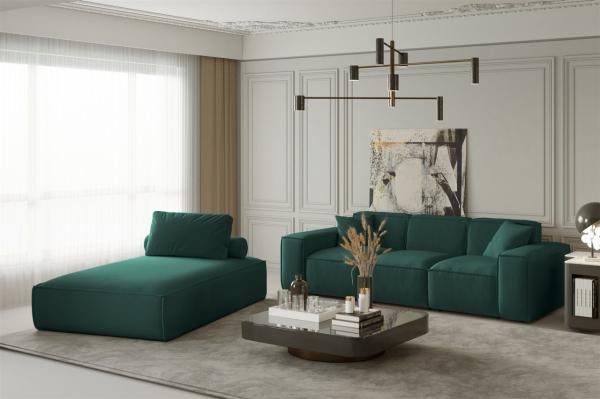 Sofa Set 2-teilig Sezlong und Sofa 3-Sitzer CELES in Stoff Opera Velvet Petrol