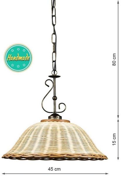 Helios Leuchten Hängeleuchten Rattan, Korblampe, Rattanlampe skandinavischer Stil, Boho Hängelampe, für Esstisch Wohnzimmer Küche, handgefertigtes Produkt