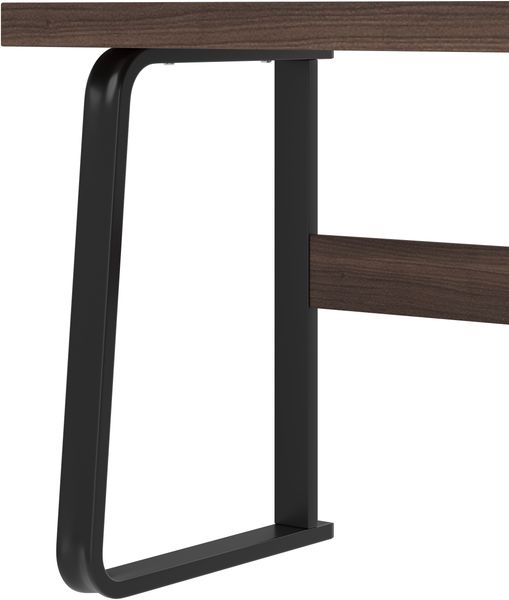 Schreibtisch 135x54 cm in Braun mit MDF-Tischplatte, Stahlrohrrahmen, offener Ablage und geräuschloser Schublade Bild 8